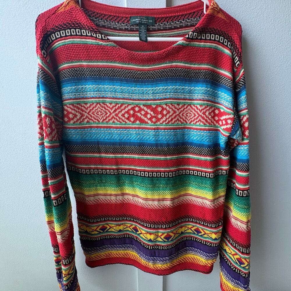 Vintage Y2k Lauren Ralph Lauren multicolored striped sweater M